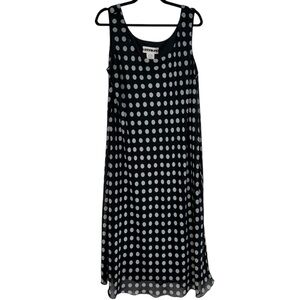 DANA KAY Women’s Sleeveless‎ Maxi Dress Black White PolkaDot Chiffon Overlay 18W